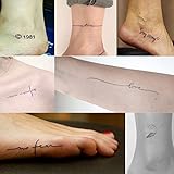 Everjoy Realistic Tiny Temporary Tattoos - 60 Pcs, Waterproof Quotes, Words, Lines, Flowers, Leaves, Artworks for Kids, Adults, Women and Men