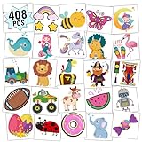 Partywind 408 PCS Kids Tattoos for Party Supplies, Individually Wrapped Sheet Temporary Tattoos Stickers for Kids Gifts Goodie Bag Fillers, Fun Birthday Party Favors
