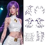 6 PCS Rumi Cosplay Temporary Tattoos Realistic Waterproof Purple tattoo Stickers for Cosplay Party Festival Photoshoot Halloween Makeup (Purple)