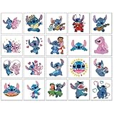 20 Sheets Stitch Temporary Tattoos Birthday Themed Party Supplies Decoration Favors Cartoon Cute Sticker for Kids Boys Home Activity Class Prizes Carnival Christmas Rewards