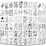 Yazhiji Tiny Waterproof Temporary Tattoos - 60 Sheets, Moon Stars Constellations Music Compass Anchor Words Lines Flowers for Kids Adults Men and Women.