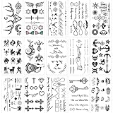 Glaryyears Fake Tiny Temporary Tattoo, 20 Pack Black Sketch Ink Line Small Tattoos Stickers, Various Styles for Fun Party Supplies Vacation on Body Face Hand Wrist